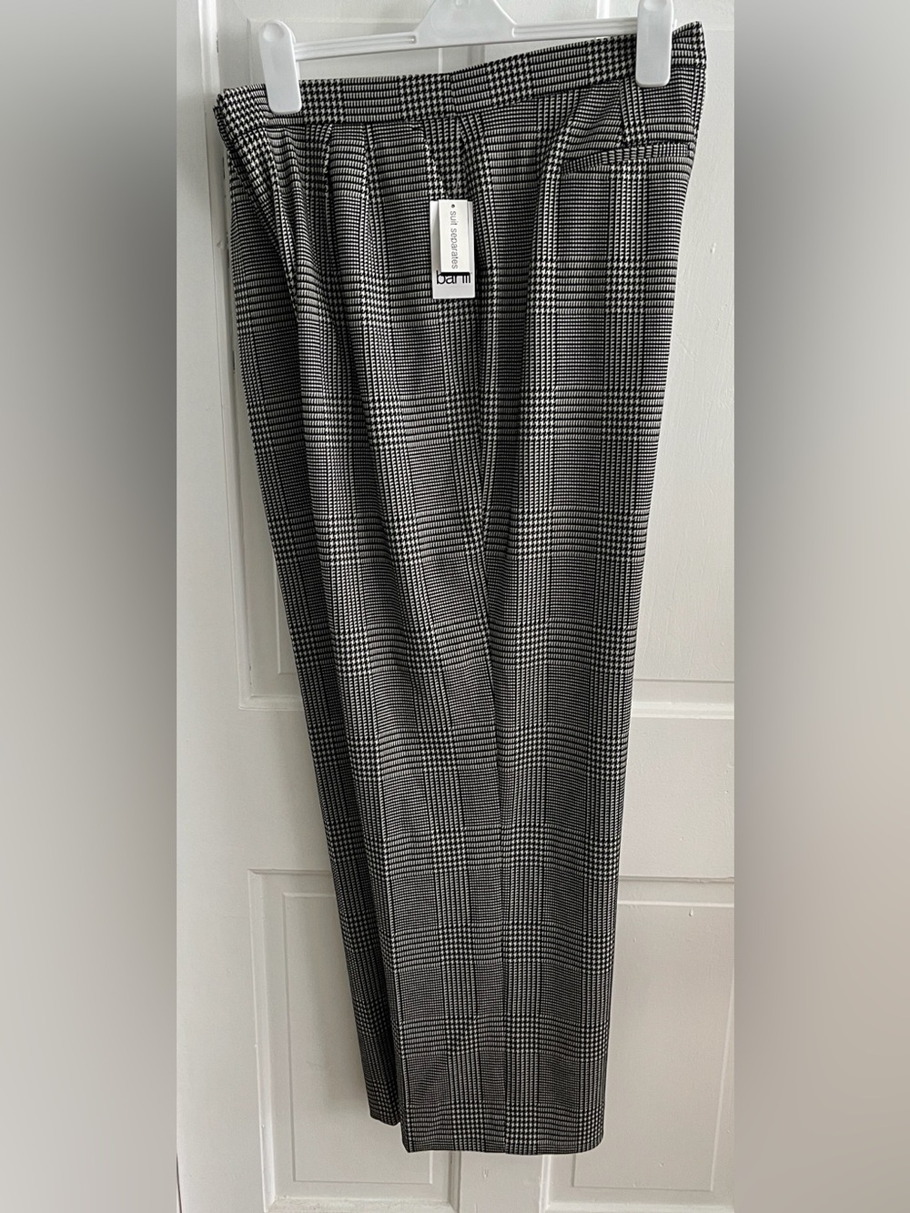 Bar III Women’s Herringbone Plaid Dress Pants in Black & White Size 16